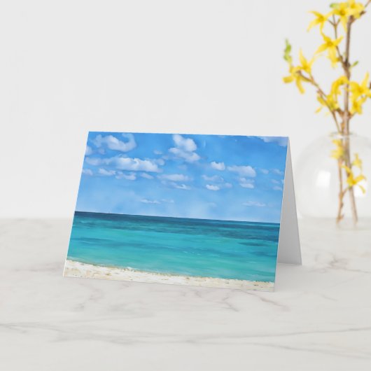 Afgelegen strand Art Ocean Bahamas Note Kaart (Gele Bloem)