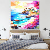 "Afgelegen strand" Canvas Afdruk (Insitu (Slaapkamer))
