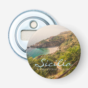 Afgelegen strand in Lo Zingaro, Sicilië Button Flesopener