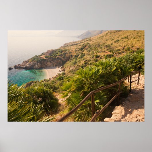 Afgelegen strand in Lo Zingaro, Sicilië Poster (Voorkant)