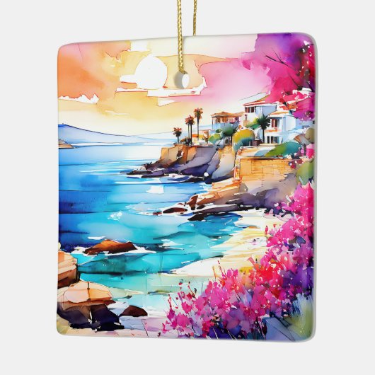 "Afgelegen strand" Keramisch Ornament (Links)