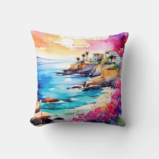 "Afgelegen strand" Kussen (Voorkant)