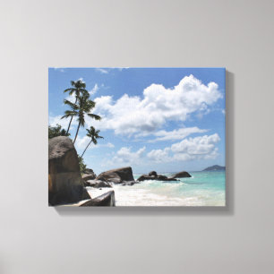 Afgelegen strand op de Seychellen Canvas Afdruk