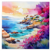 "Afgelegen strand" Tegeltje (Voorkant)