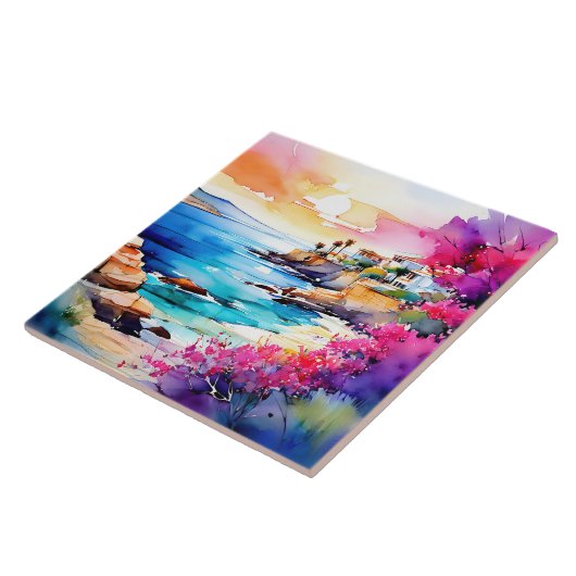 "Afgelegen strand" Tegeltje (Zijkant)