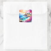 "Afgelegen strand" Vierkante Sticker (Tas)