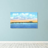 Afgelegen Uitzicht van het meer van de New Bridge Canvas Afdruk (Insitu (Houten vloer))