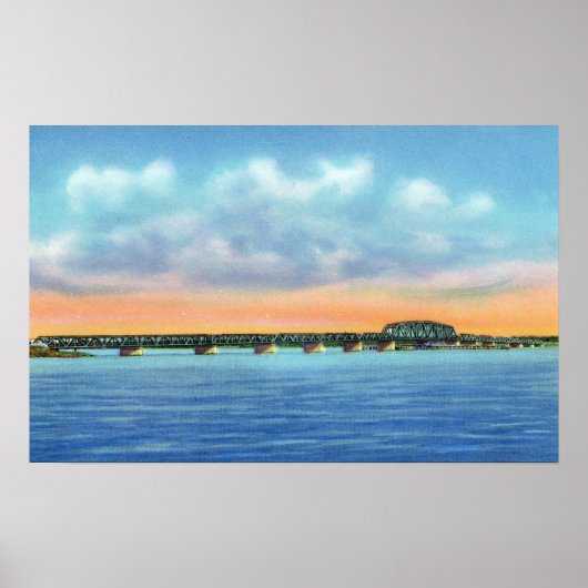 Afgelegen Uitzicht van het meer van de New Bridge Poster (Voorkant)