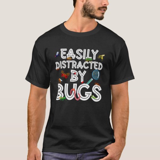 Afgeleid door Bug Catcher Bug Hunter Kids Insect C T-shirt (Voorkant)