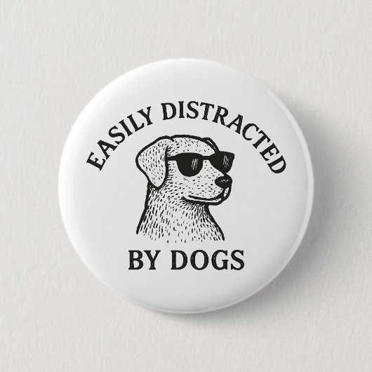 Afgeleid door honden ronde button 5,7 cm (Voorkant)