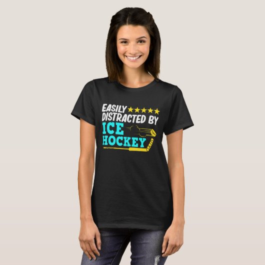 Afgeleid door Ice Hockey Player Coach Sports Gra T-shirt (Voorkant volledig)
