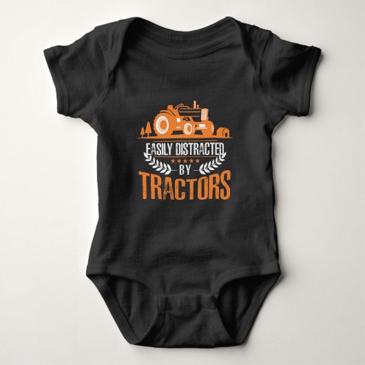 Afgeleid door Tractor Farmer Funny Farming Romper (Voorkant)