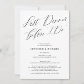 Afgelopen diner zwarte witte trouwrepetitie diner kaart (Voorkant)