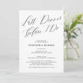 Afgelopen diner zwarte witte trouwrepetitie diner kaart (Staand voorkant)