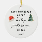 Afgelopen kerst als twee aankondigingen van Baby Keramisch Ornament (Voorkant)