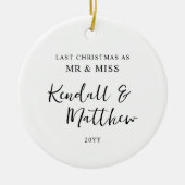 Afgelopen kerst als verloofde meneer en juffrouw keramisch ornament (Voorkant)