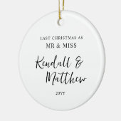 Afgelopen kerst als verloofde meneer en juffrouw keramisch ornament (Links)