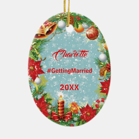 Afgelopen Kerstmis als Miss Festive Xmas Wreate Keramisch Ornament (Achterkant)