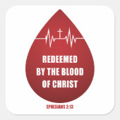 Afgelost door het bloed van Christus - Christelijk Vierkante Sticker (Voorkant)