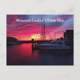 Afgemeerd onder een roze lucht, Hartlepool Marina Briefkaart