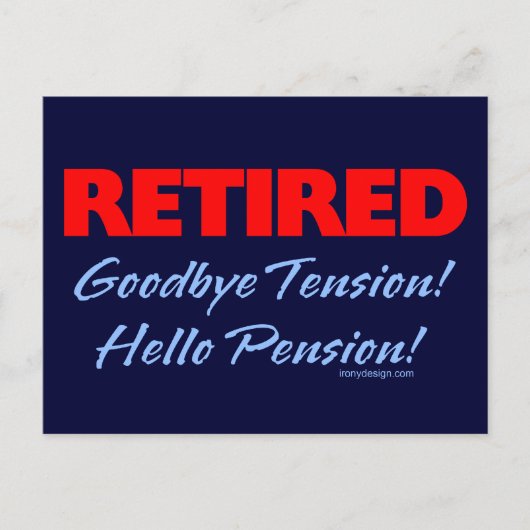 Afgepensioneerd Vaarwel Tensie (donkerblauw) Briefkaart (Voorkant)