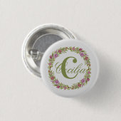 Afgepersonaliseerde Floral Wreatname Afdrukmonogra Ronde Button 3,2 Cm (Voorkant /achterkant)