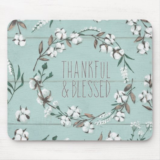 Afgerold VI-mint | Thankful & Blessed Muismat (Voorkant)