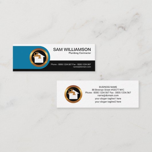 Afgerond blauw staafje mini visitekaartje (Voorkant / Achterkant)