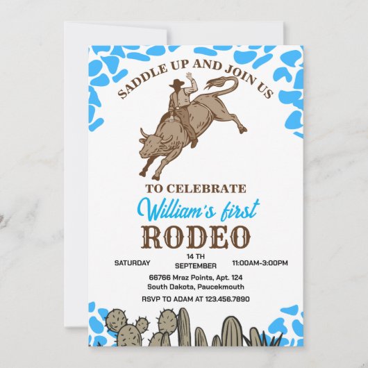 Afgerond eerste Rodeo 1e feestdag verjaardag Kaart (Voorkant)