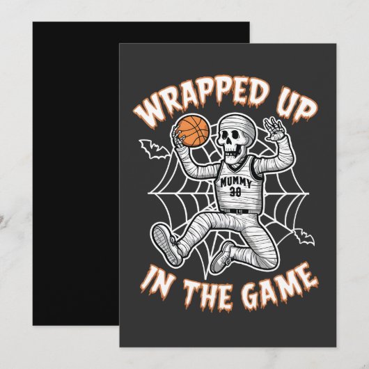 Afgerond in het spel basketbal Halloween Kaart (Voorkant / Achterkant)