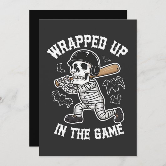 Afgerond in het spel honkbal Halloween Kaart (Voorkant / Achterkant)