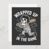 Afgerond in het spel honkbal Halloween Uitnodiging Briefkaart (Voorkant / Achterkant)