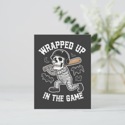 Afgerond in het spel honkbal Halloween Uitnodiging Briefkaart (Staand voorkant)