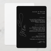 Afgerond zwart Elegant Bruiloft Menu Kaart (Voorkant / Achterkant)
