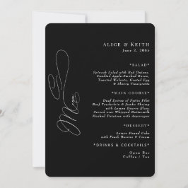 Afgerond zwart Elegant Bruiloft Menu Kaart