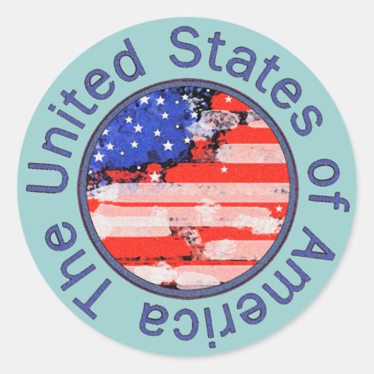 afgeronde Amerikaanse vlag Ronde Sticker (Voorkant)
