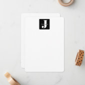 Afgeronde doosnaam & Monogram | Zwart Wit & Grijs Notitiekaartje (Voorkant / Achterkant in situ)