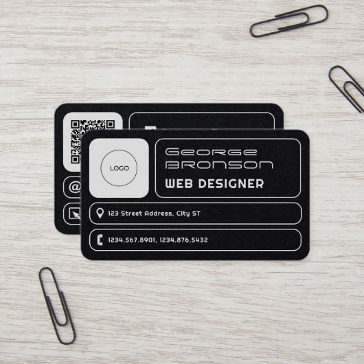 Afgeronde geometrische velden modern visitekaartje (Voorkant / Achterkant in situ)