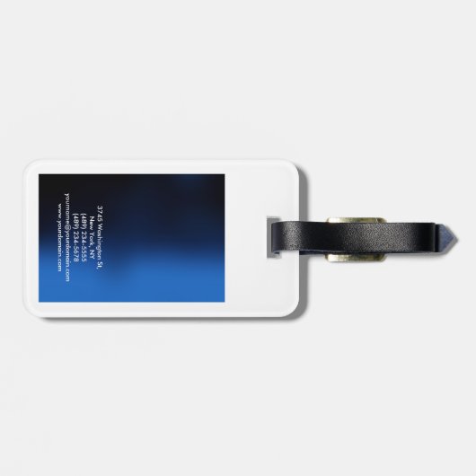 Afgeronde hoek Blauw Wit Elegant Modern Bagagelabel (Achterkant horizontaal)