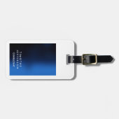 Afgeronde hoek Blauw Wit Elegant Modern Bagagelabel (Voorkant horizontaal)