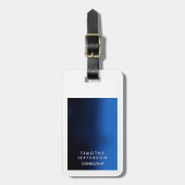 Afgeronde hoek Blauw Wit Elegant Modern Bagagelabel (Voorkant verticaal)