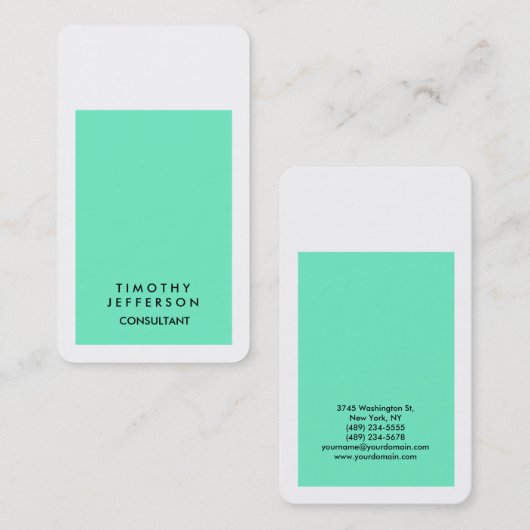 Afgeronde hoek Blauw Wit Elegant Modern Visitekaartje (Voorkant / Achterkant)