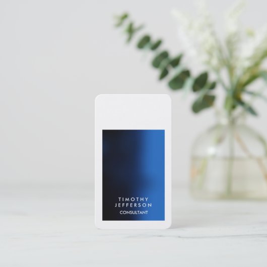 Afgeronde hoek Blauw Wit Elegant Modern Visitekaartje (Staand voorkant)