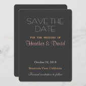 Afgeronde hoek grijs Opslaan Datum Bruiloft uitnod Save The Date (Voorkant / Achterkant)