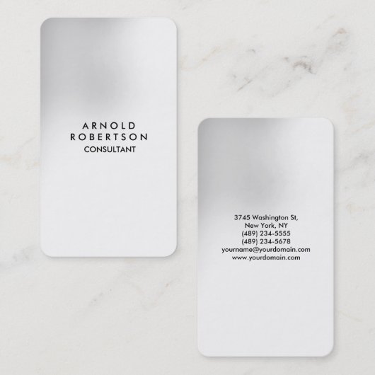 Afgeronde hoek grijs wit elegant uniek visitekaartje (Voorkant / Achterkant)