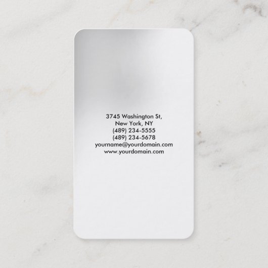 Afgeronde hoek grijs wit elegant uniek visitekaartje (Achterkant)