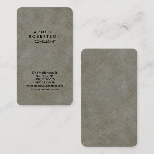 Afgeronde hoek Grijze stenen muur Elegant Uniek Visitekaartje (Voorkant / Achterkant)