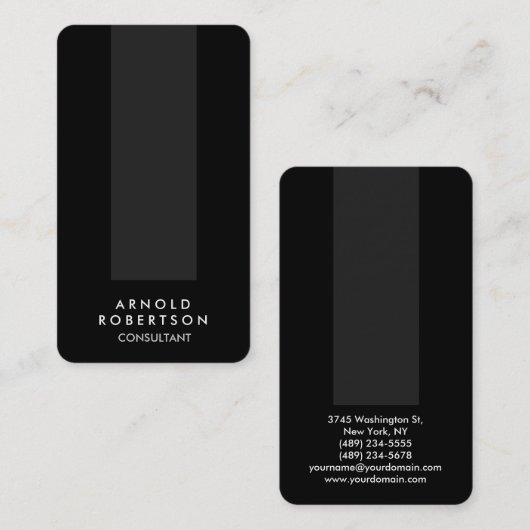 Afgeronde hoek zwart grijs verticaal Visitekaartje (Voorkant / Achterkant)