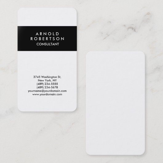 Afgeronde hoek zwart wit Elegant Visitekaartje (Voorkant / Achterkant)