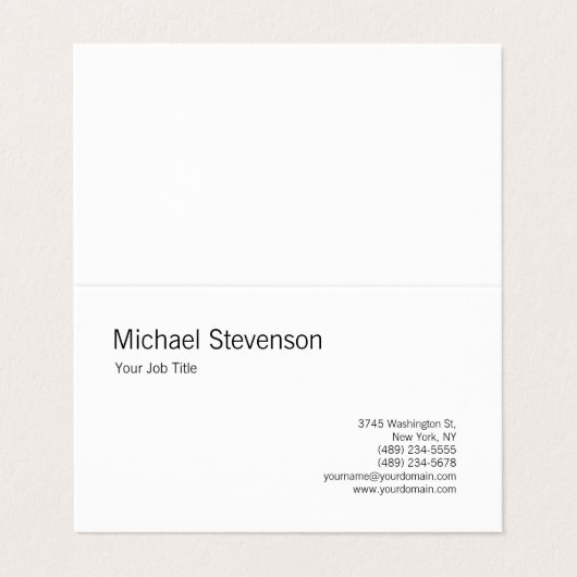 Afgeronde hoek zwart wit gepersonaliseerd visitekaartje (Buitenkant ongevouwen)